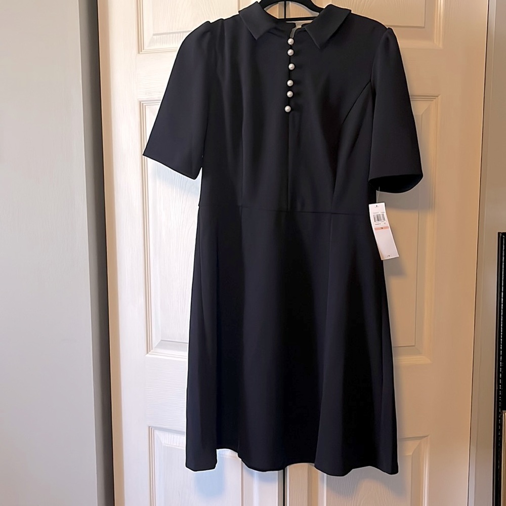 Navy Blue, Pearl button, London Style sheath dress size 10